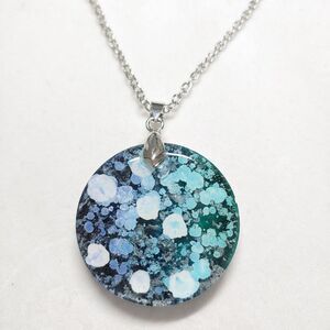Necklace Blue and Teal Resin Pendant